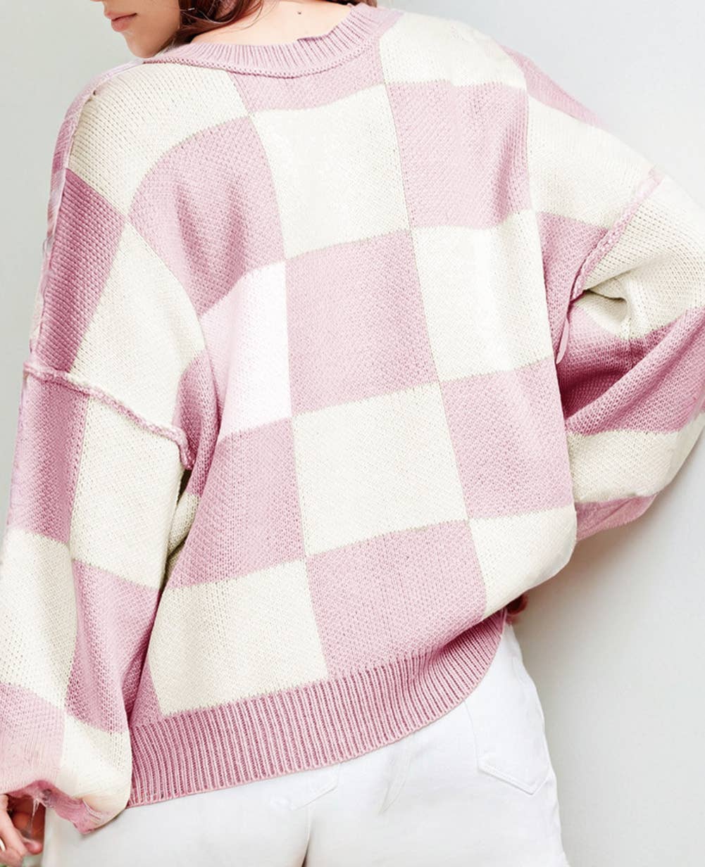 Blush Check Sweater