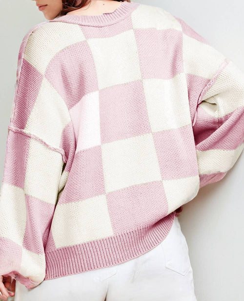 Blush Check Sweater